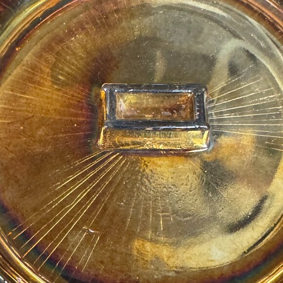 MARIGOLD CARNIVAL GLASS ASHTRAY w/ Matchbook Holder STARBURST smoking - J1308 - Picture 5 of 8